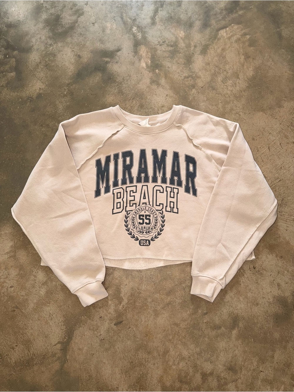 Relaxx Miramar Beach Cropped Graphic Sweatshirt Small Oversized